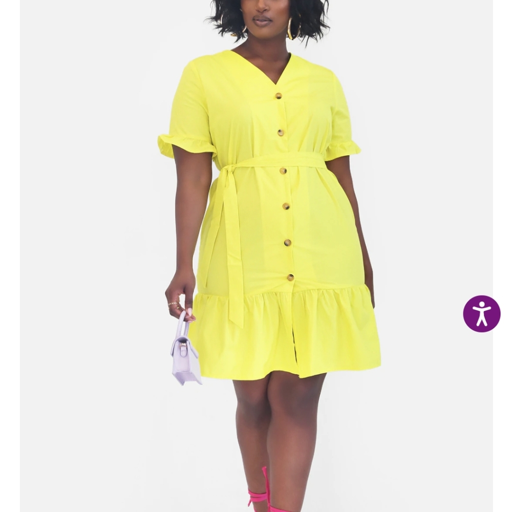 Lemon Yellow Button Dress